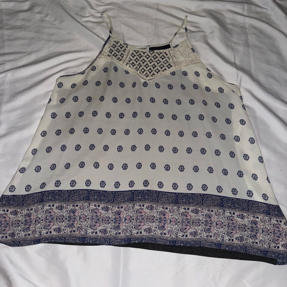 Maurices White and Blue Patterned Tank Top